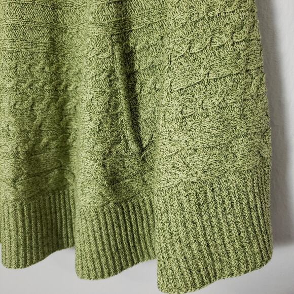 St. John Sport Wool Blend Mockneck Poncho Sweater Cable Knit Green Small - Picture 7 of 12